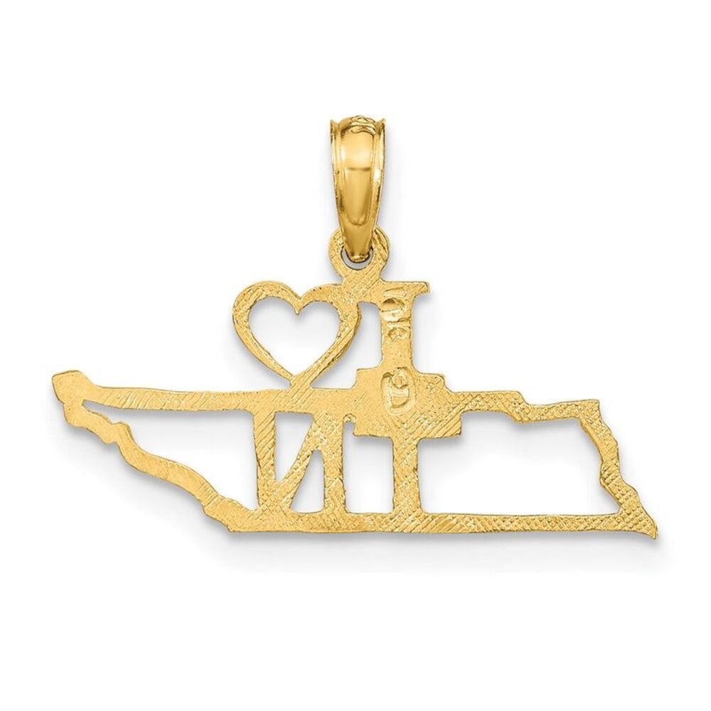 10k Yellow Gold Solid Tennessee State Pendant - image 3
